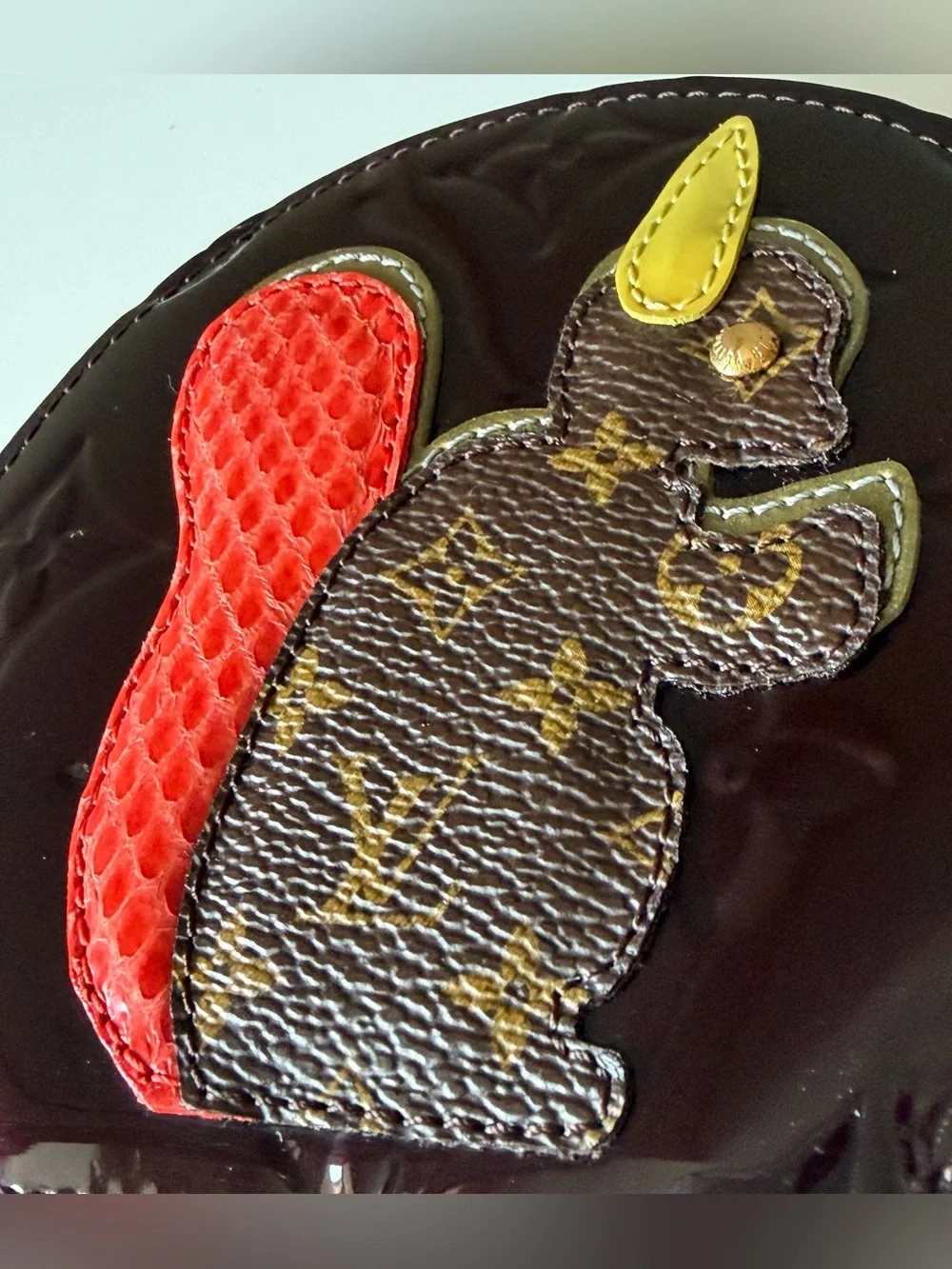 Louis Vuitton Animania Ecureuil Squirrel Coin Purse Amarante Vernis M91386